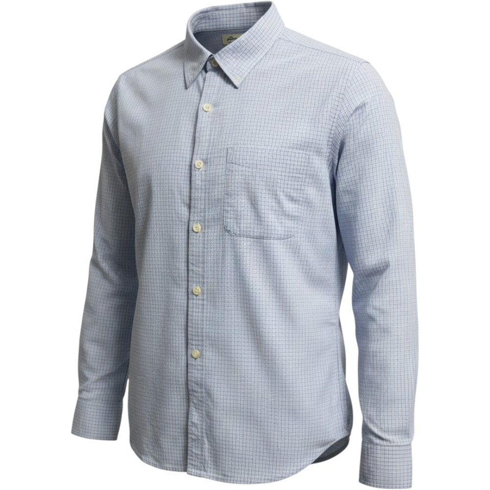 Eddie Bauer Mens Long Sleeve Button Down Grid Plaid Shirt Blue White Size M